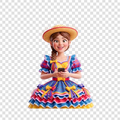 3D Mulher Traje típico de festa junina