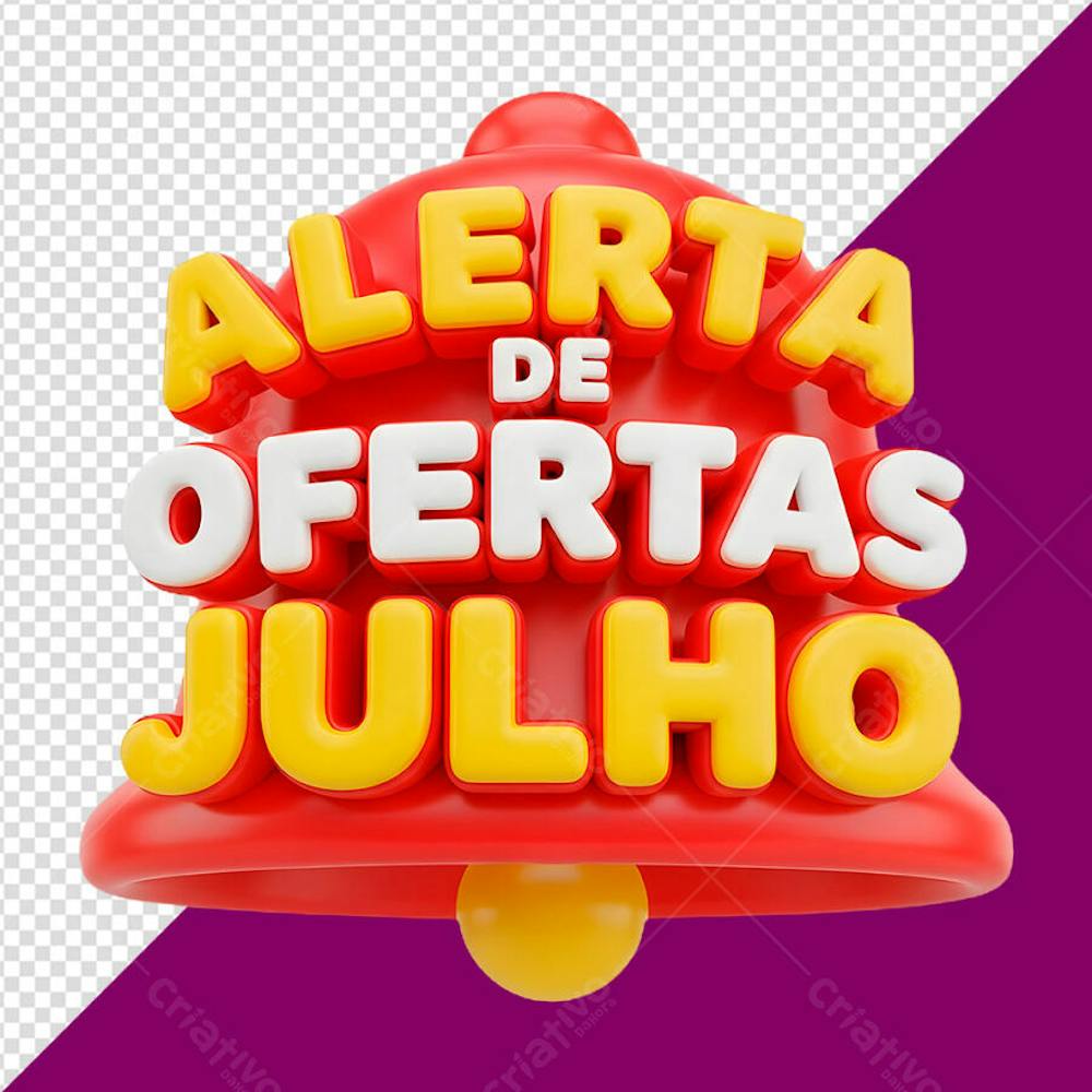 Selo 3D Alerta de Oferta Julho Elemento png