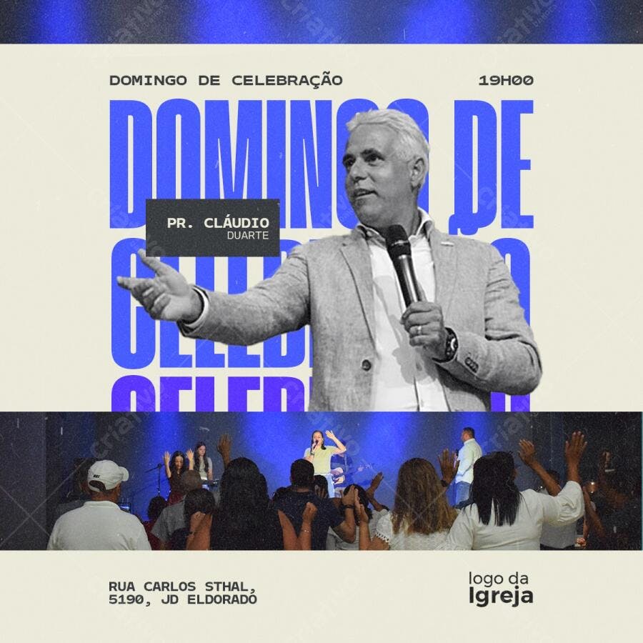 Flyer para Culto Dominical PSD Editável