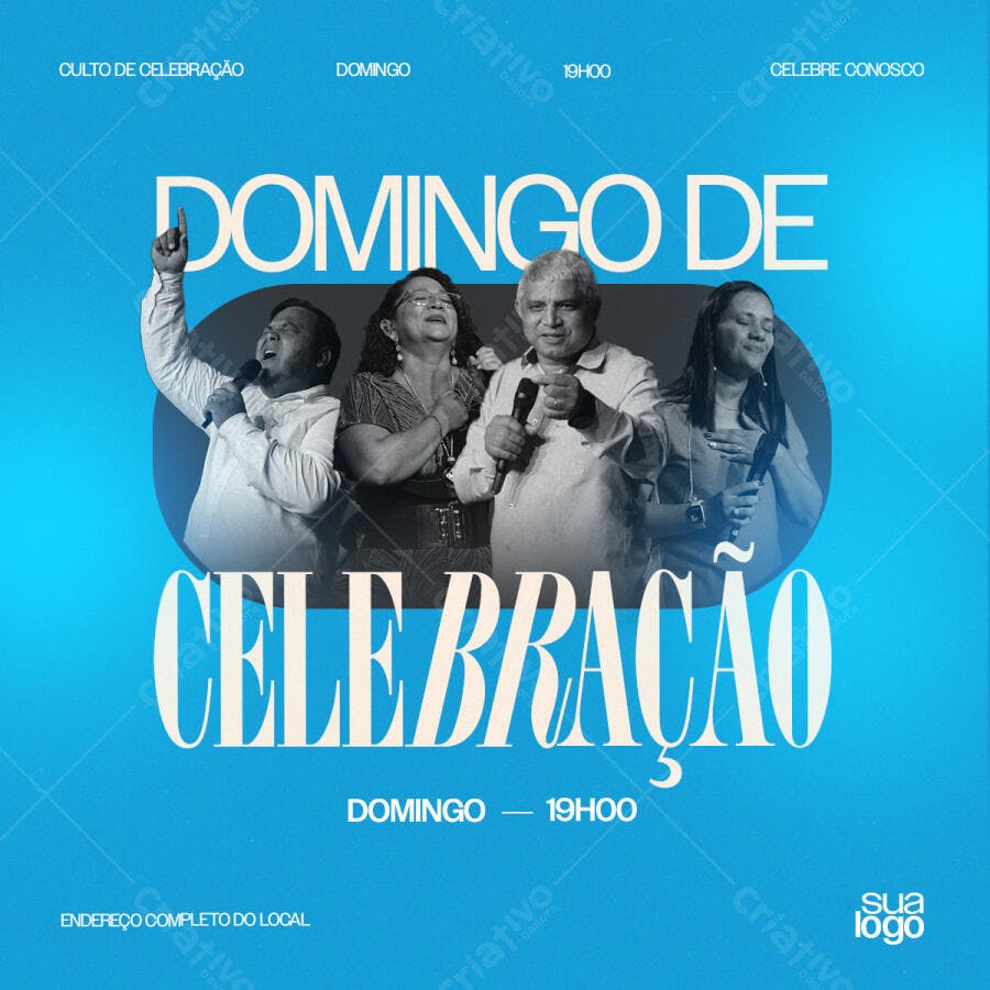 Flyer para Culto Dominical PSD Editável