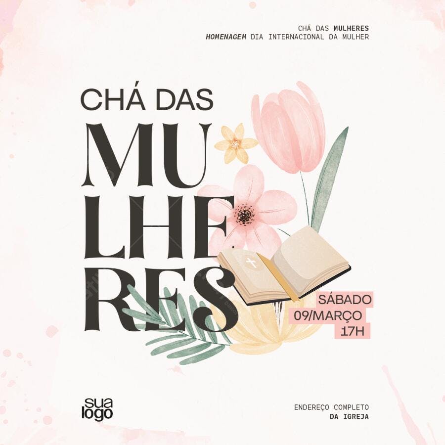 Convite Chá das Mulheres 09 de Março PSD Editável