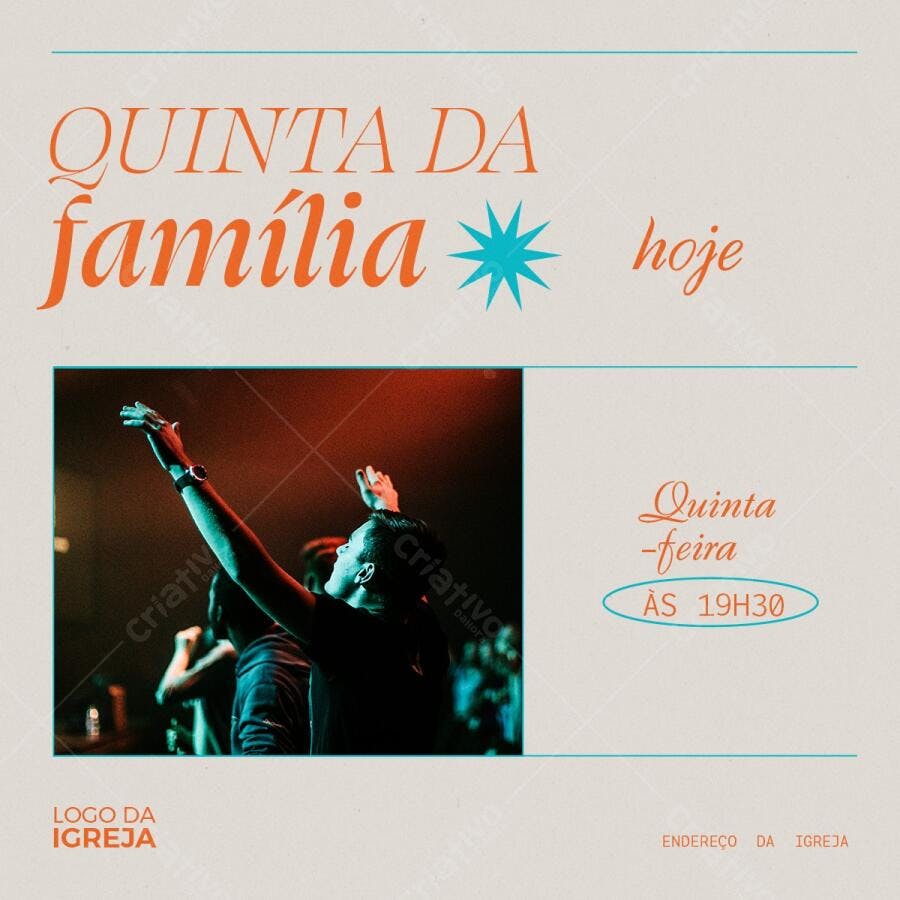 Post para Igreja - Quinta da Família PSD Editável