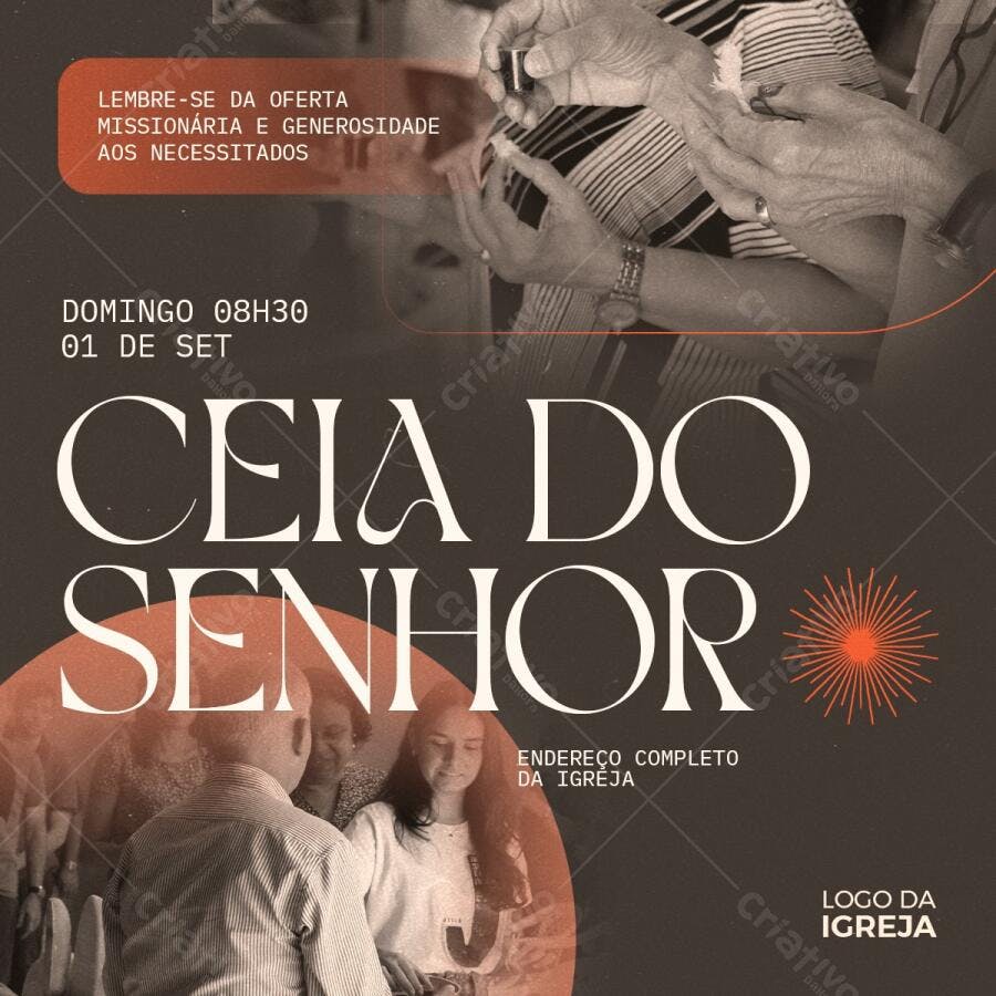 Flyer para Ceia do Senhor 01 de Setembro PSD Editável