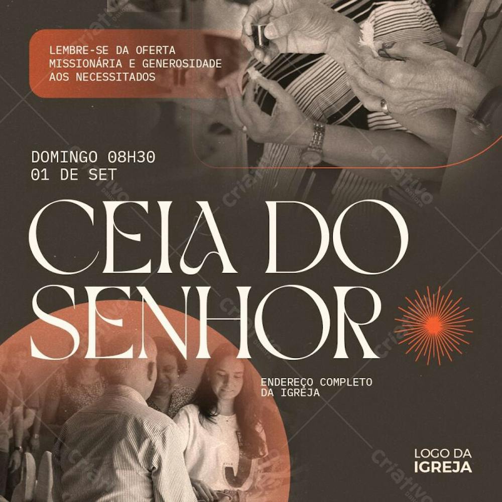  CULTO DE CEIA | SANTA CEIA - Imagem não inclusa