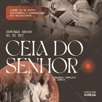  CULTO DE CEIA | SANTA CEIA - Imagem não inclusa