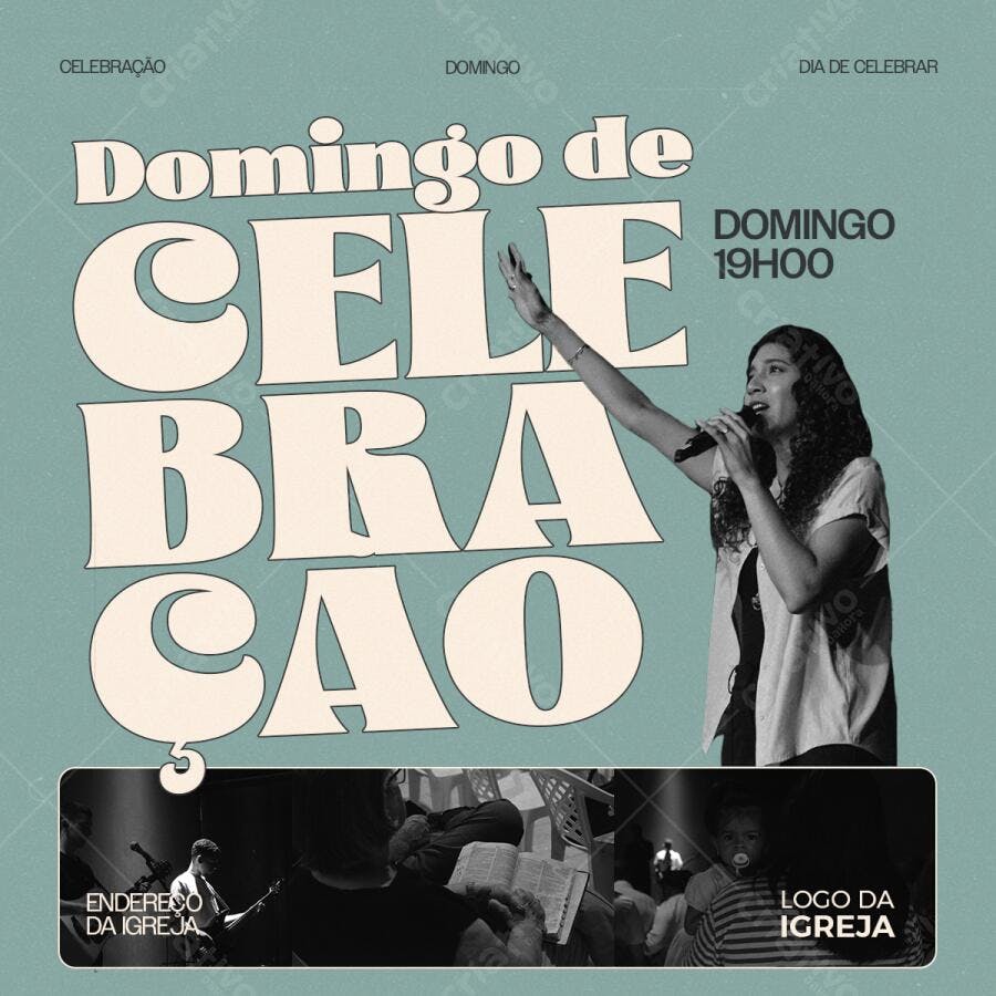 Flyer para Celebração Dominical PSD Editável
