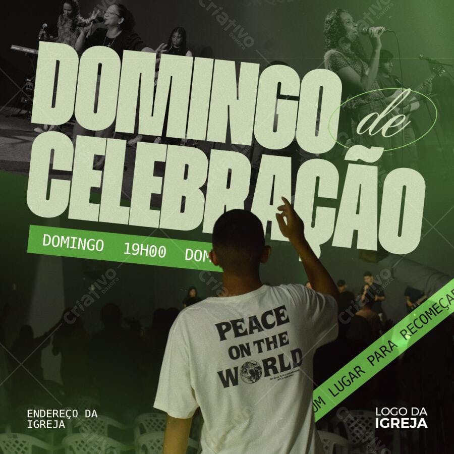 Flyer Domingo de Celebração PSD Editável