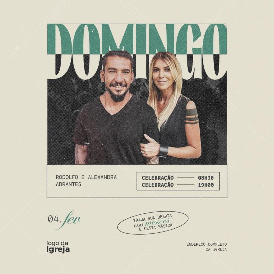 Flyer para Culto Dominical 04 de Fevereiro PSD Editável