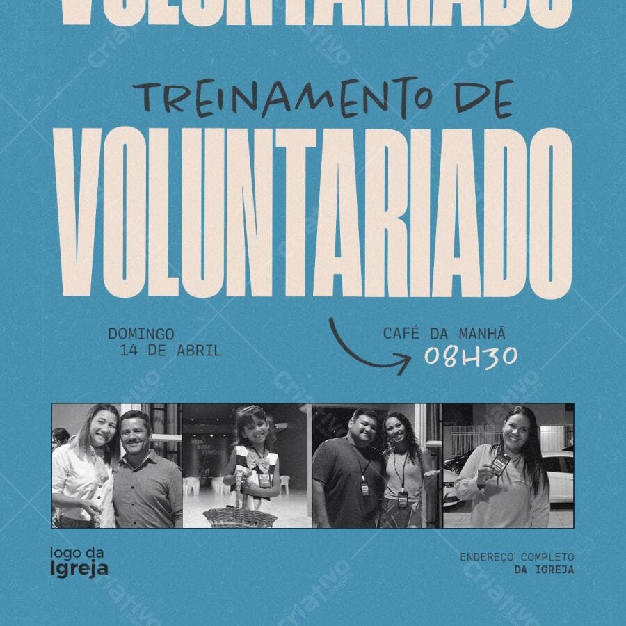 Flyer Treinamento de Voluntariado 14 de Abril PSD Editável