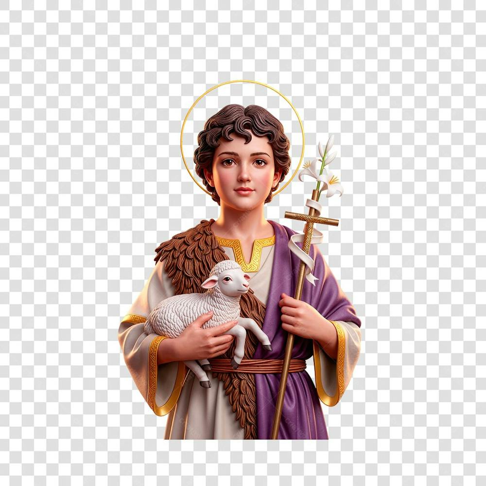 São João Batista Segurando Um Cordeiro 3D
