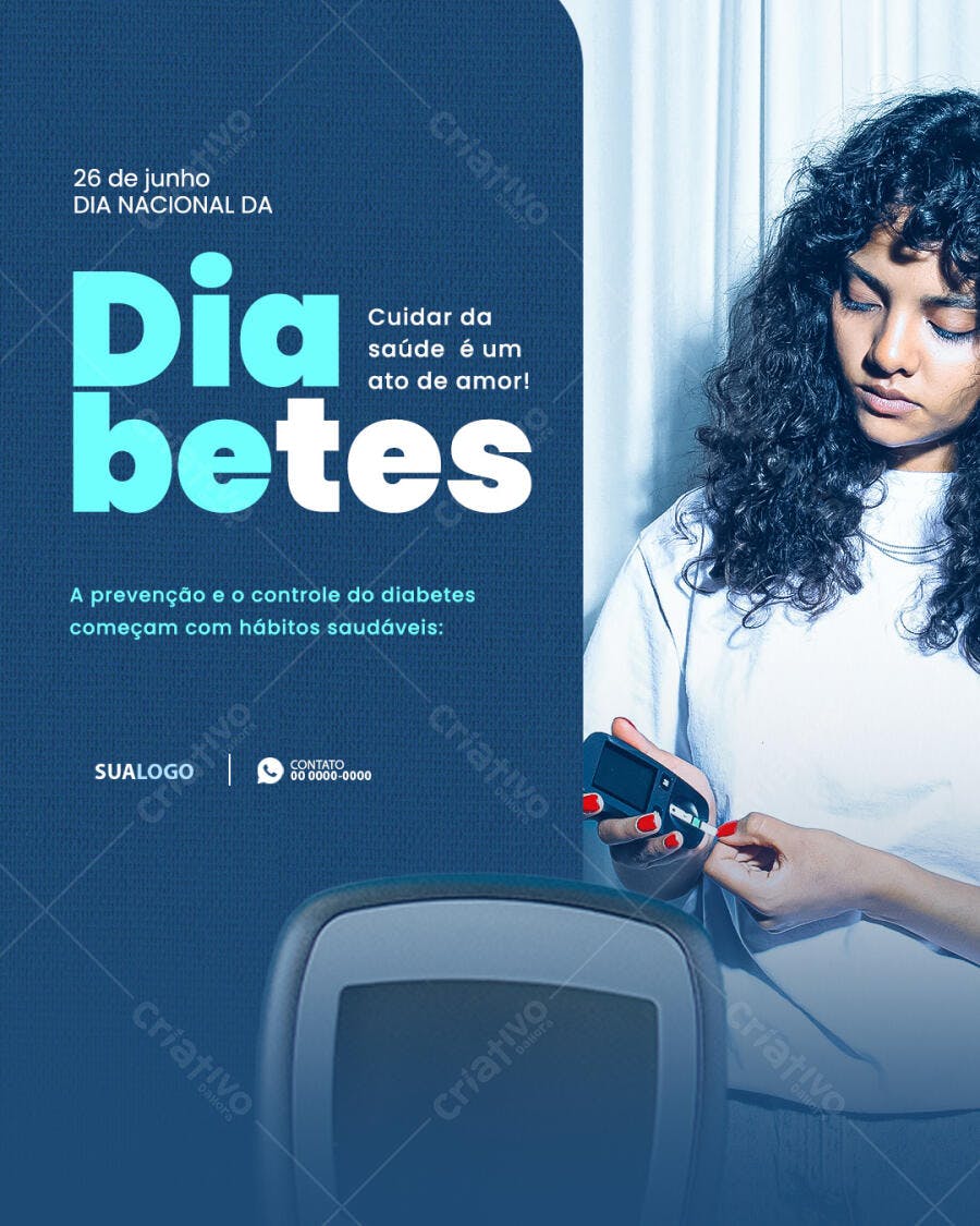 Post para o Dia Nacional da Diabetes PSD Editável