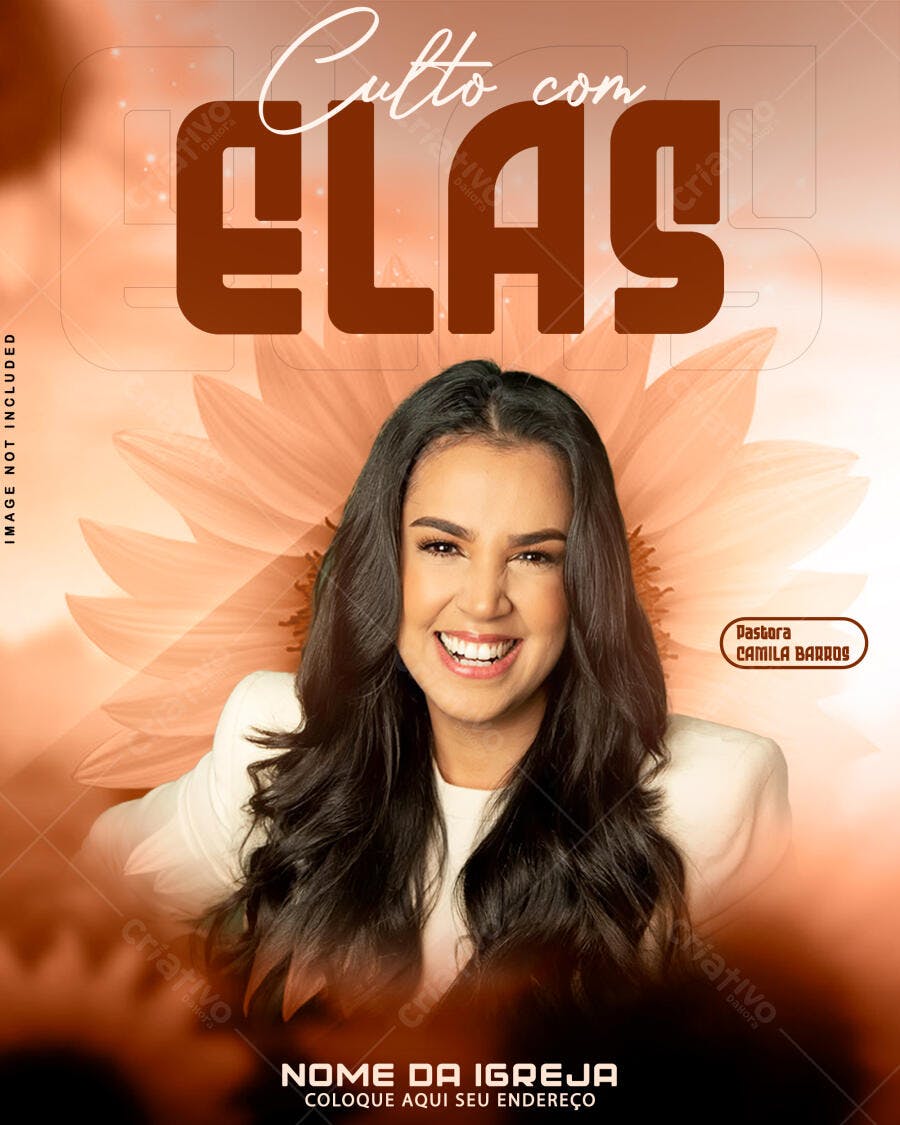 Flyer para Culto com Elas PSD Editável