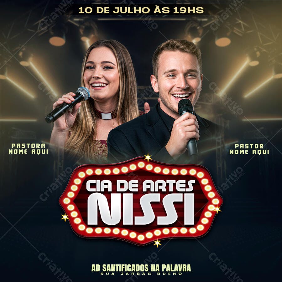 Flyer para Evento Gospel 10 de Julho PSD Editável