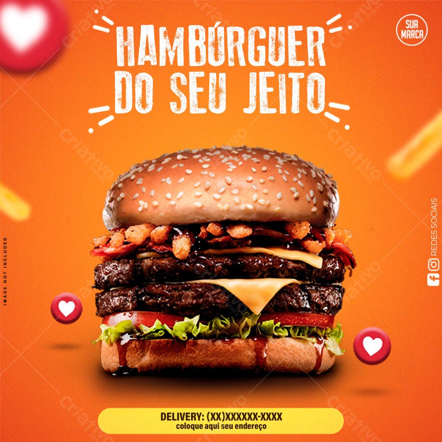 Postagem Instagram Hambúrguer PSD Editável