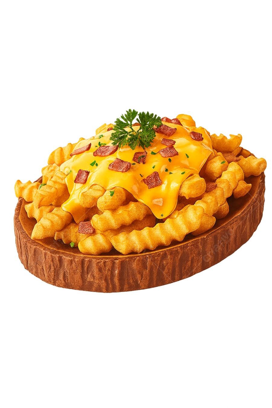 PNG Batata frita com queijo e bacon fundo transparente