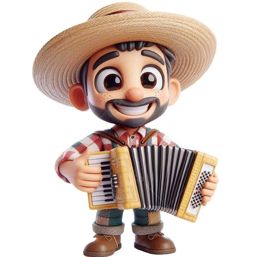 Ilustração PNG com fundo transparente Músico tocando sanfona