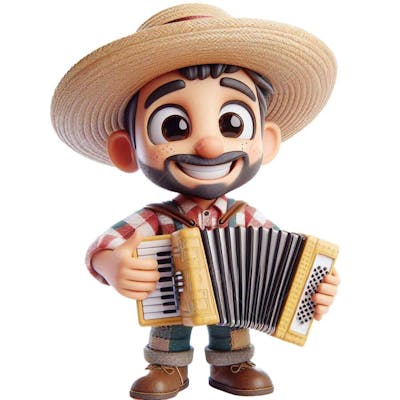 Caipira tocando sanfona png