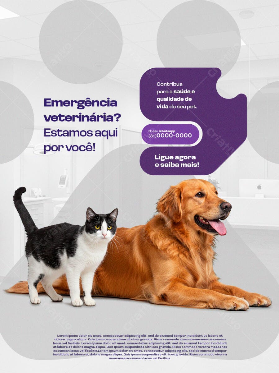 Flyer Veterinária Urgência PSD Editável