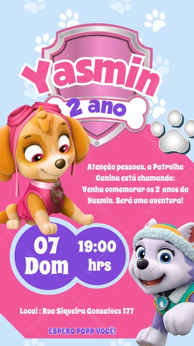 Convite infantil Patrulha canina 