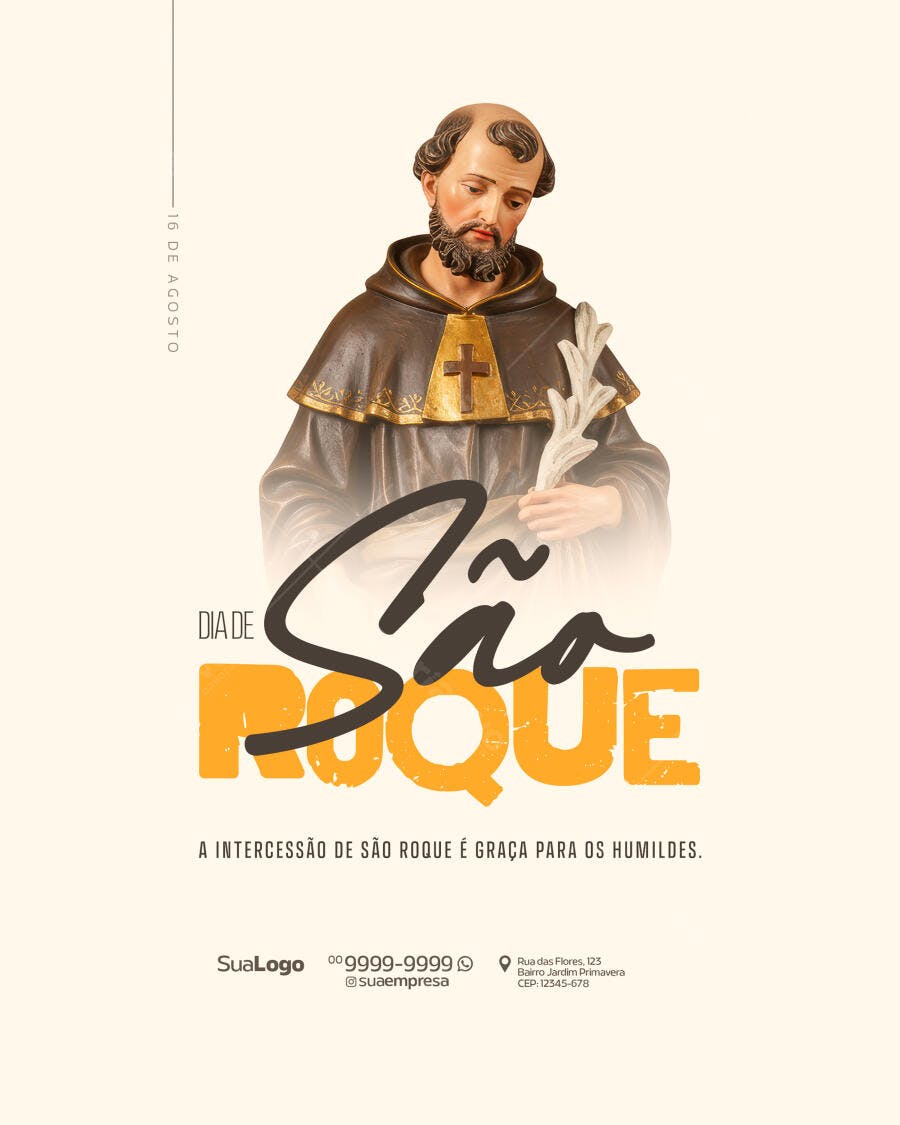 Flyer Dia de São Roque 16 de Agosto PSD Editável