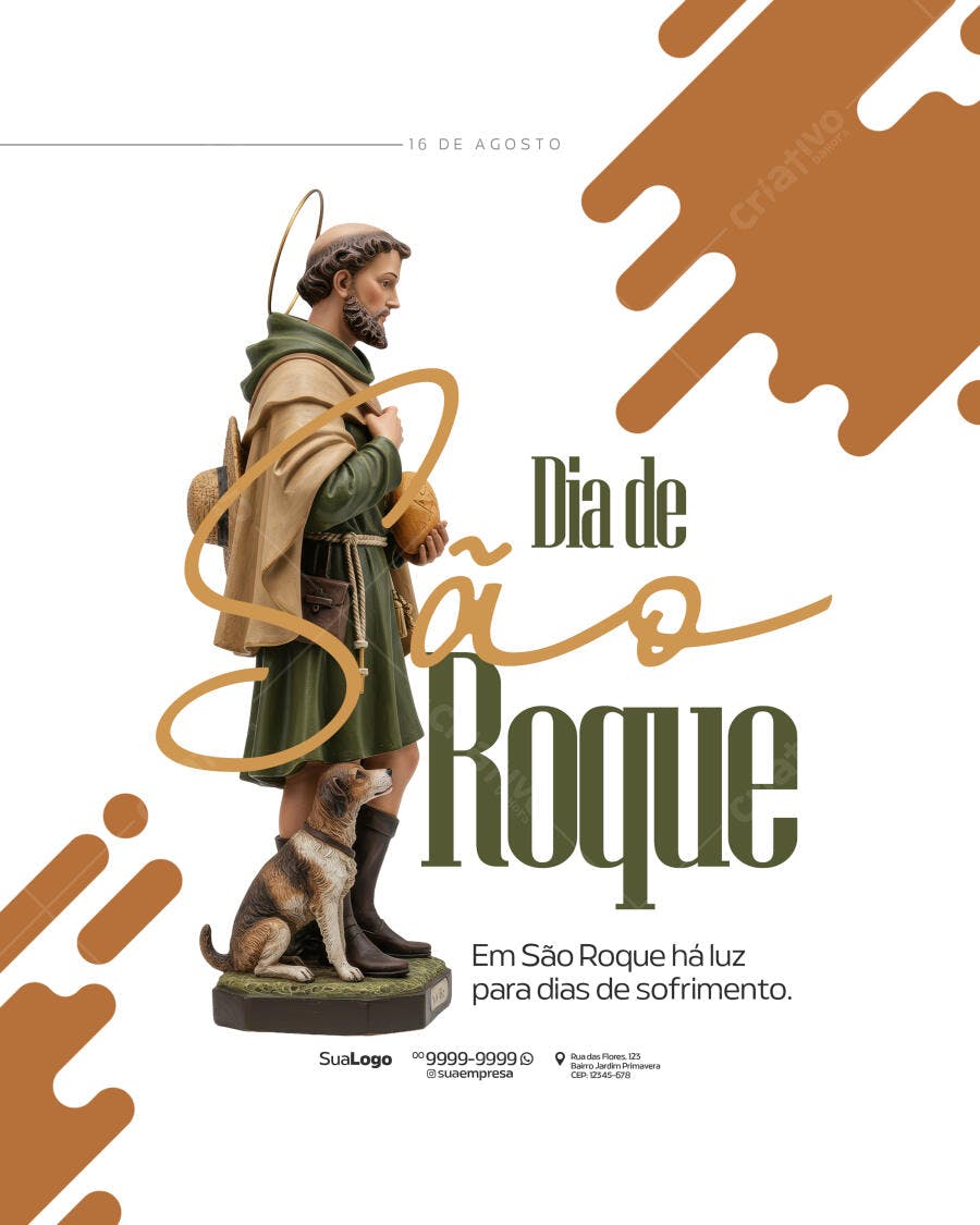 Flyer Dia de São Roque 16 de Agosto PSD Editável