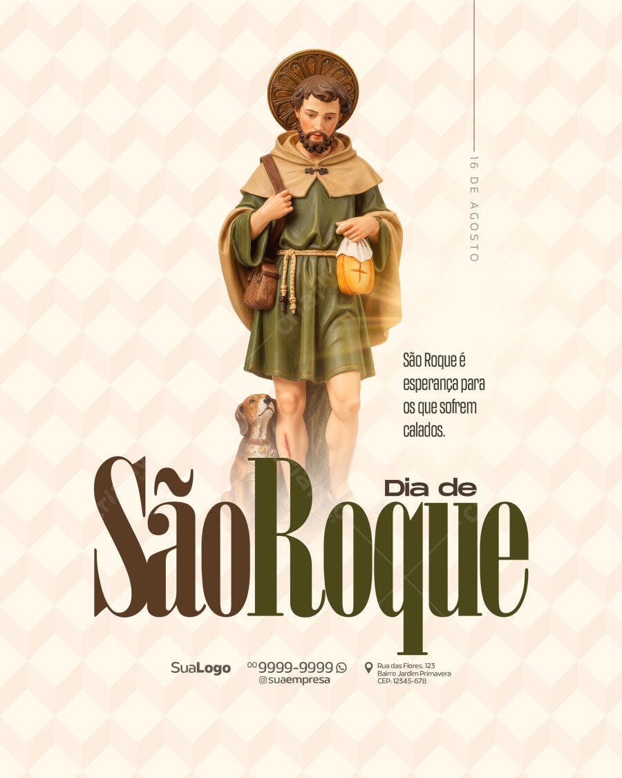 Flyer Dia de São Roque 16 de Agosto PSD Editável