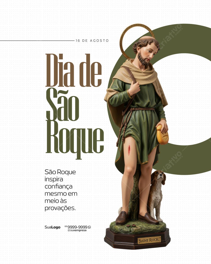 Postagem Dia de São Roque 16 de Agosto PSD Editável
