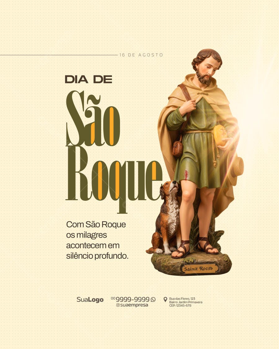 Flyer Dia de São Roque 16 de Agosto PSD Editável