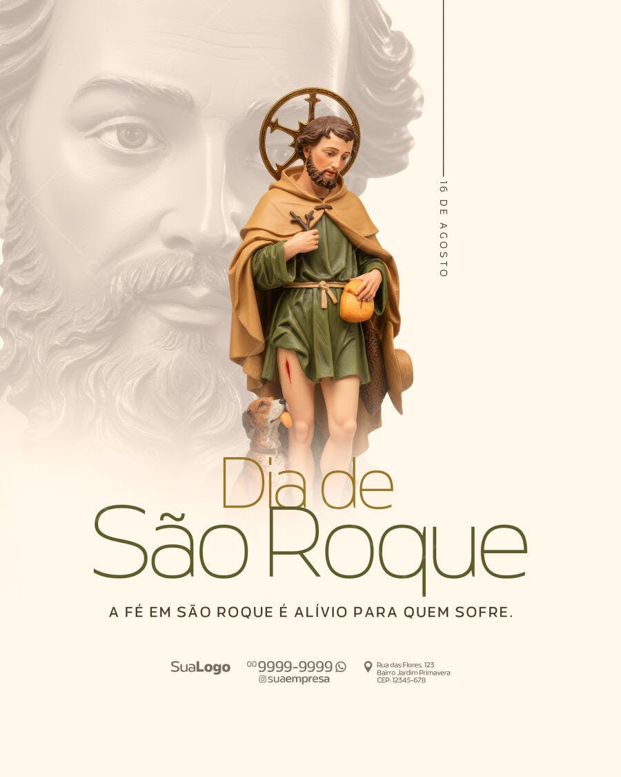 Flyer Dia de São Roque 16 de Agosto PSD Editável