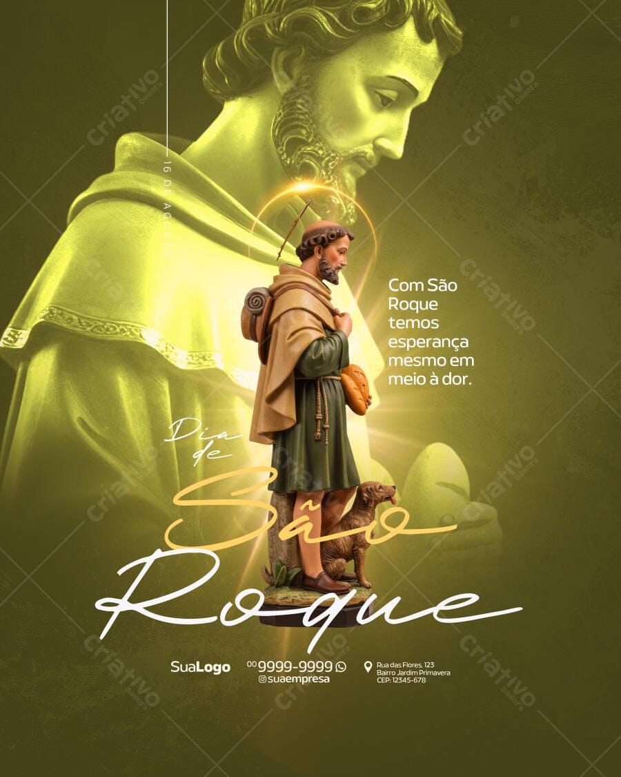 Flyer Dia de São Roque 16 de Agosto PSD Editável