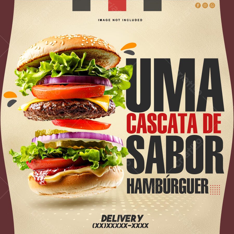 Flyer para Lançamento de Hambúrguer PSD Editável