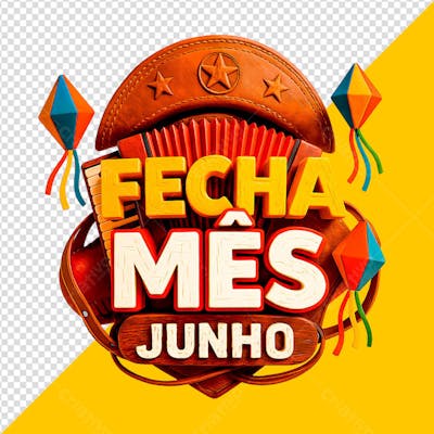 Selo 3D Fecha Mês Junho png