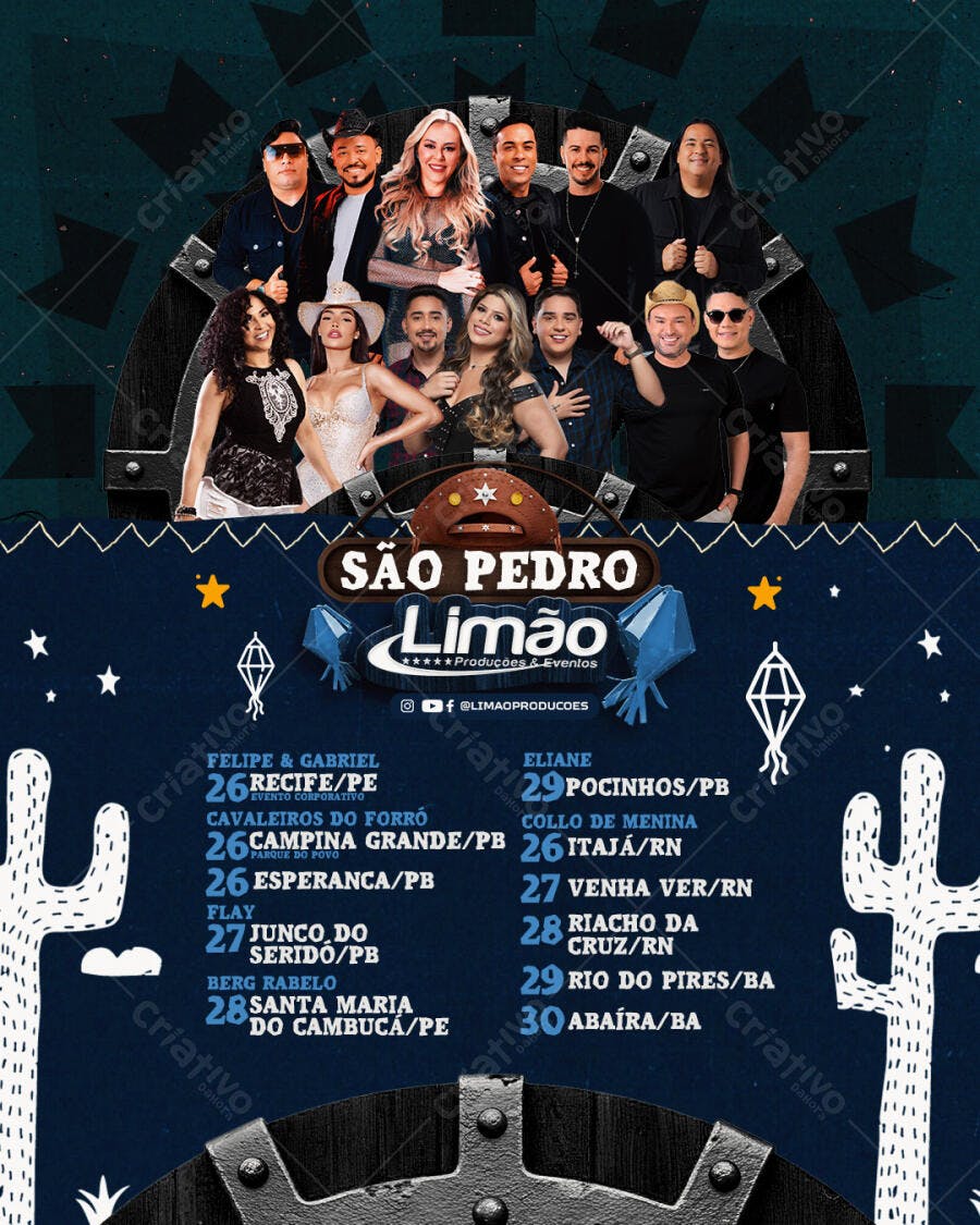 Flyer Festa Junina São Pedro Limão PSD Editável