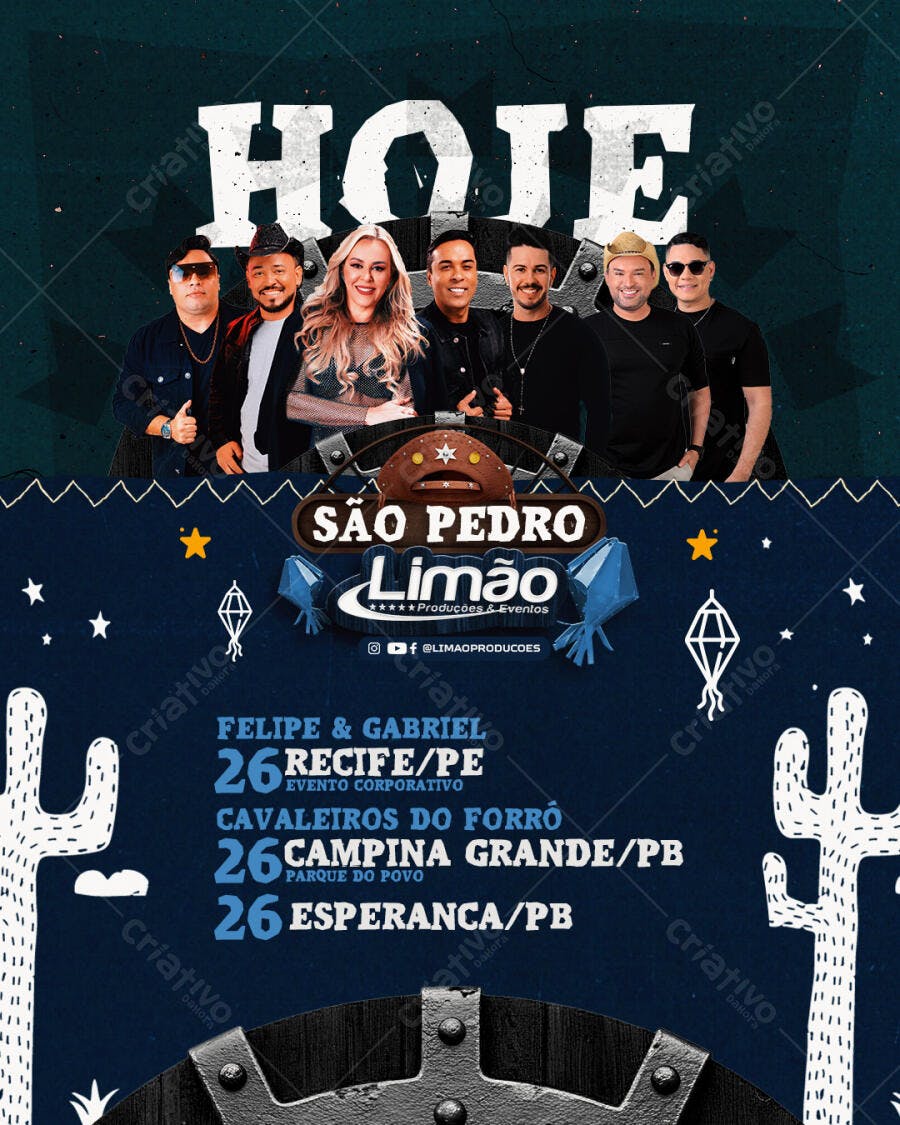 Flyer Festa Junina São Pedro Limão PSD Editável