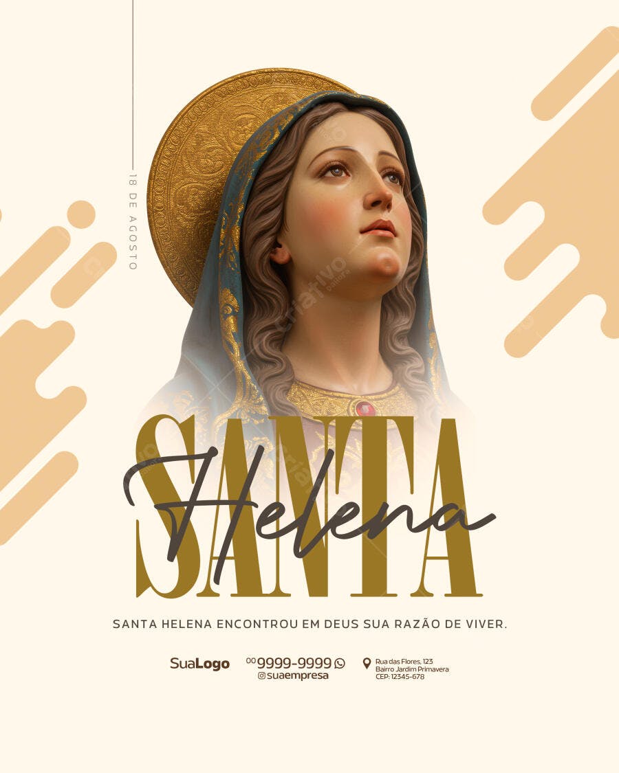 Flyer Dia de Santa Helena 18 de Agosto PSD Editável