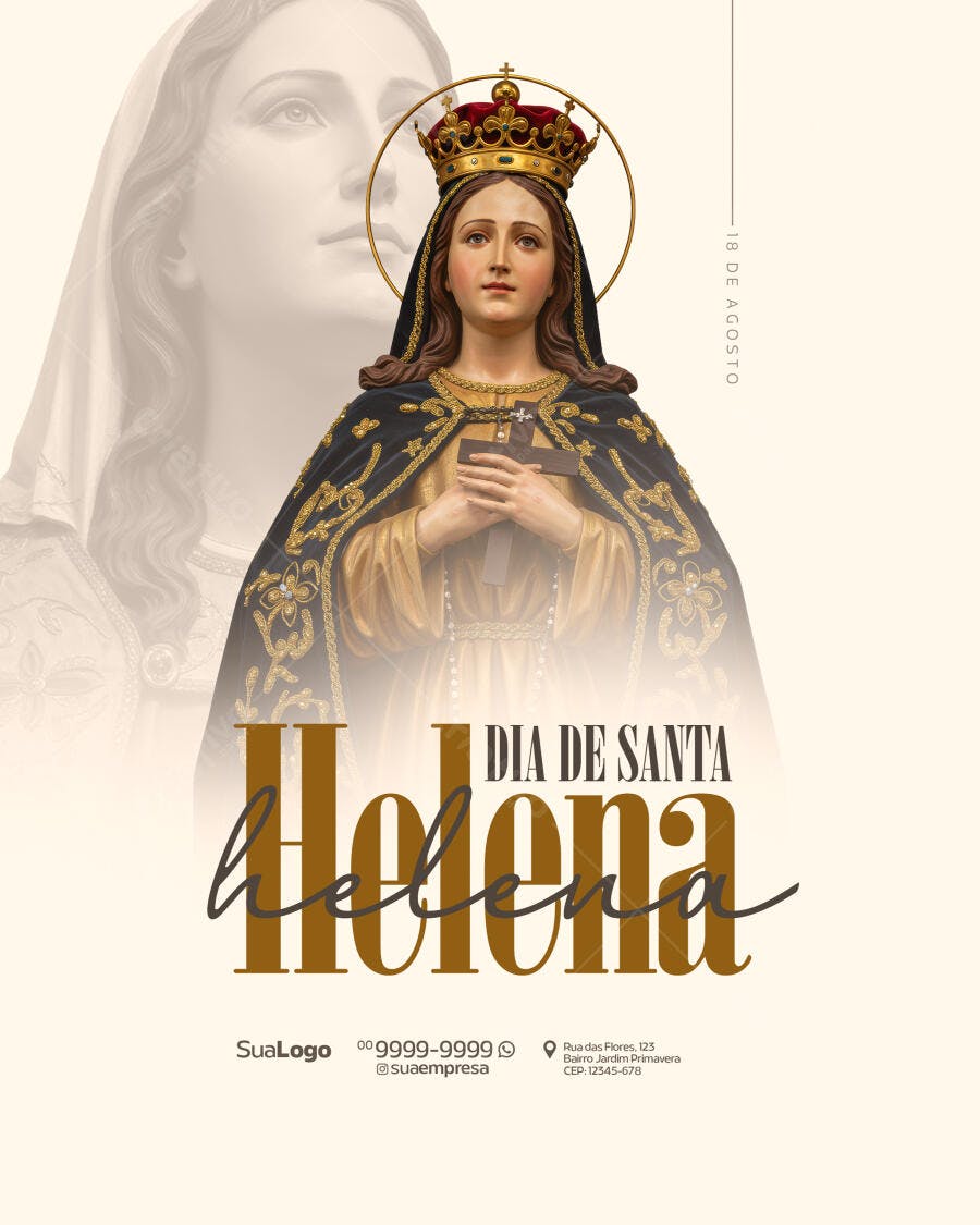 Flyer Dia de Santa Helena 18 de Agosto PSD Editável