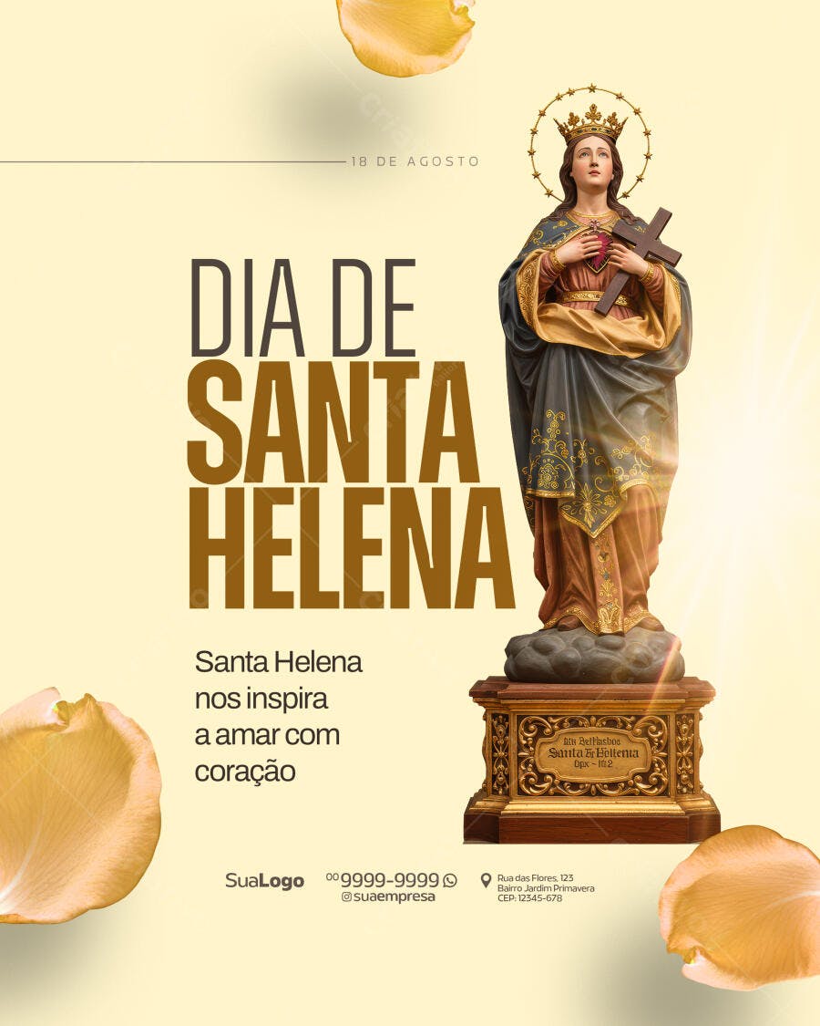 Flyer Dia de Santa Helena 18 de Agosto PSD Editável