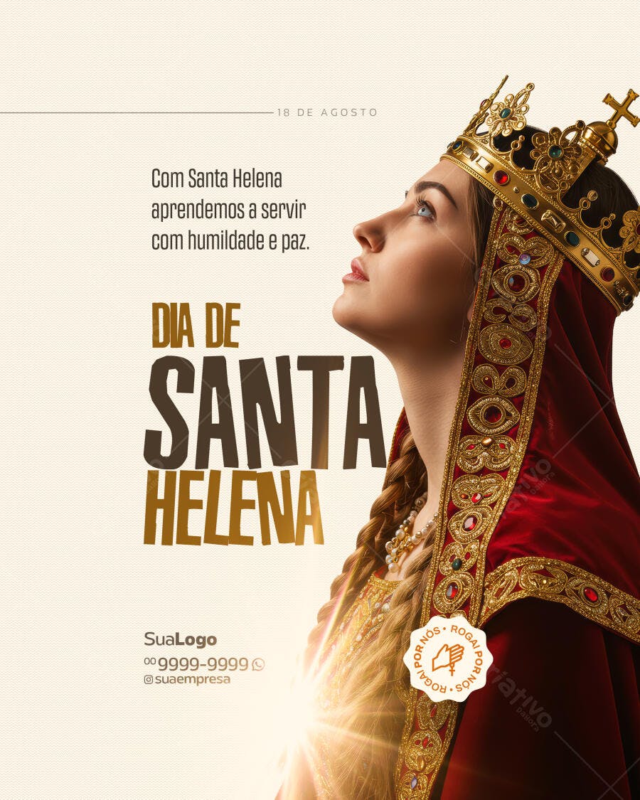 Post para o Dia de Santa Helena 18 de Agosto PSD Editável