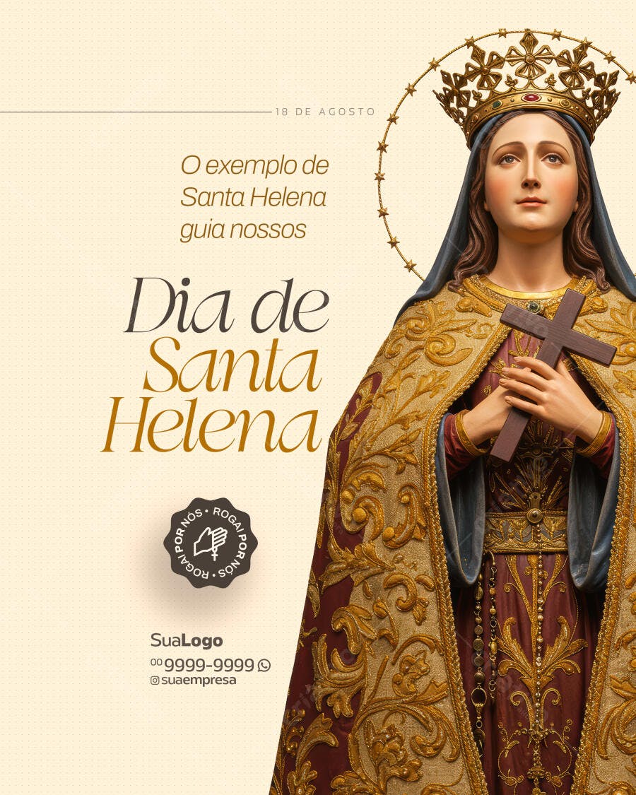Post para o Dia de Santa Helena 18 de Agosto PSD Editável