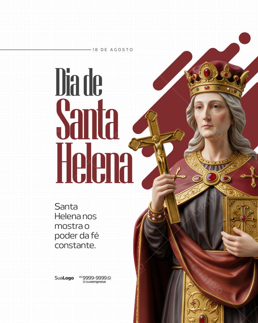 Post para o Dia de Santa Helena 18 de Agosto PSD Editável
