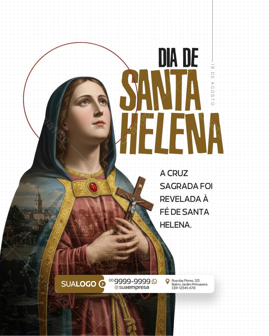 Flyer Dia de Santa Helena 18 de Agosto PSD Editável