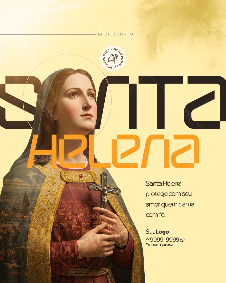 Flyer Dia de Santa Helena 18 de Agosto PSD Editável