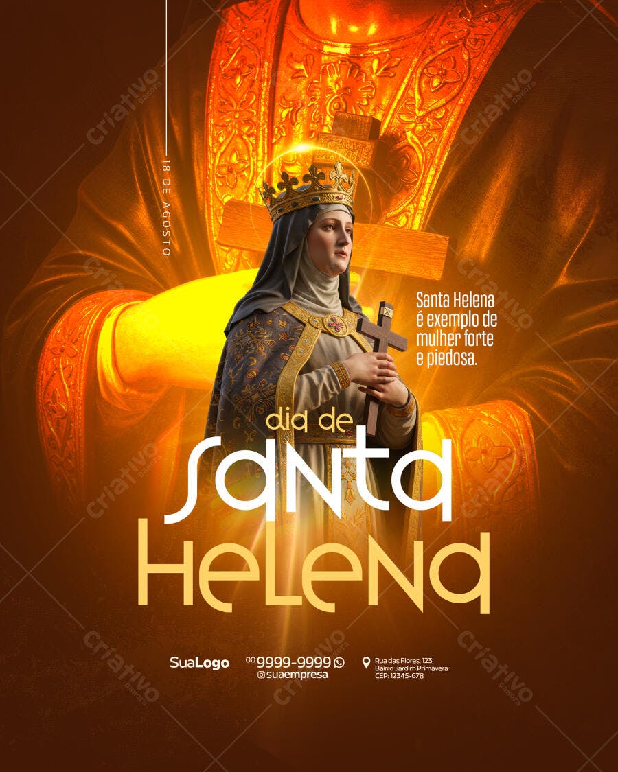 Flyer Dia de Santa Helena 18 de Agosto PSD Editável