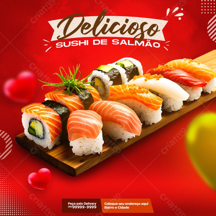Flyer para Delivery de Sushi PSD Editável