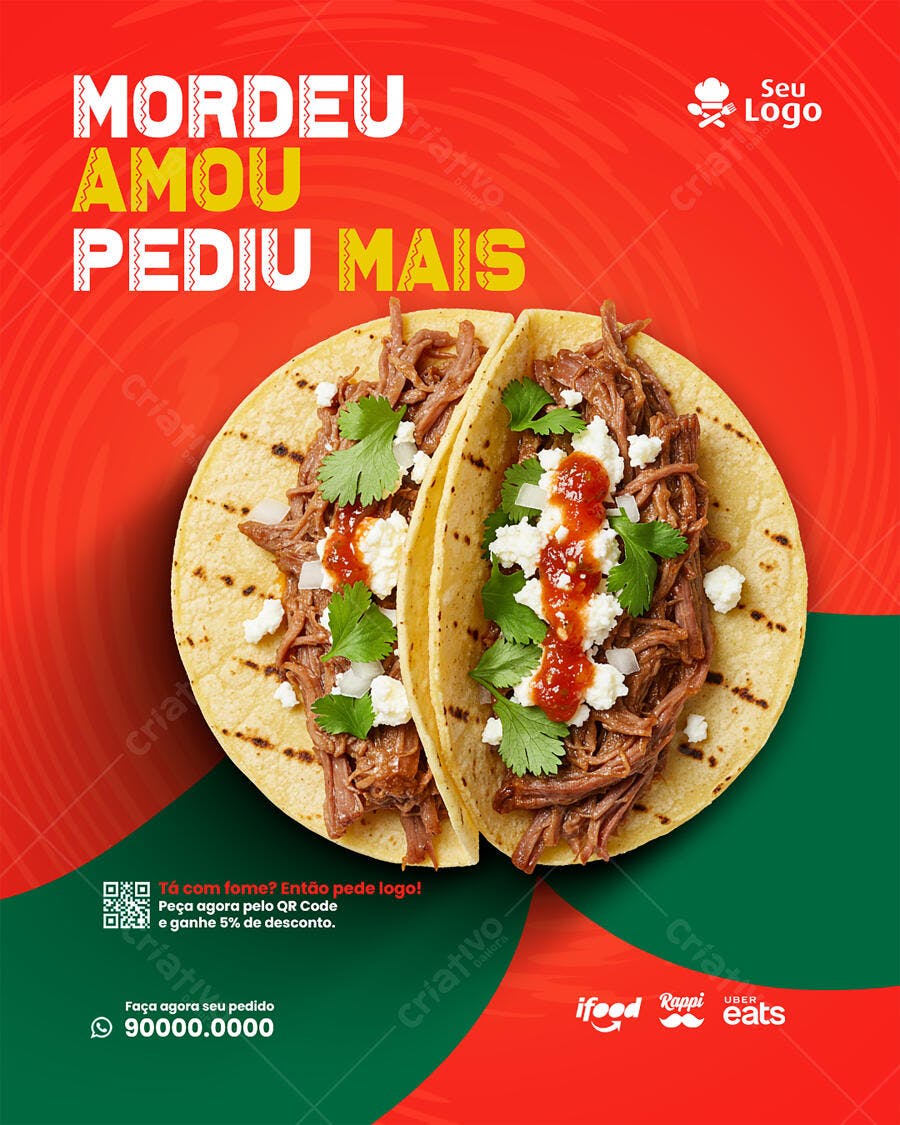 Flyer para Cardápio de Tacos PSD Editável