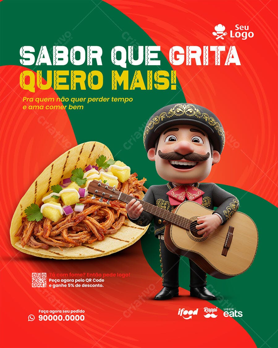 Flyer Gastronomia Mexicana PSD Editável