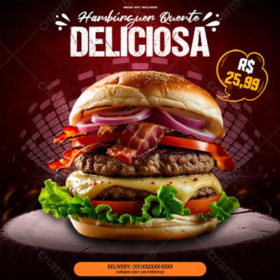 HAMBÚRGUER DELICIOSO E QUENTE - COMIDA