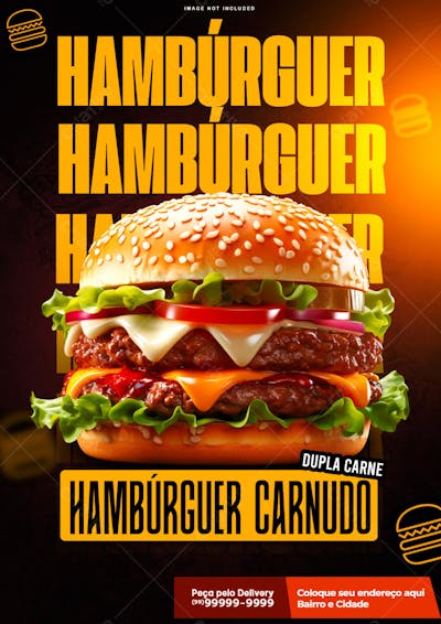 FLYER HAMBURGUER CARNUDO E SABOROSO TRIPLA CARNE