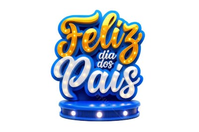 Feliz Dia dos Pais Selo 3D PNG Transparente