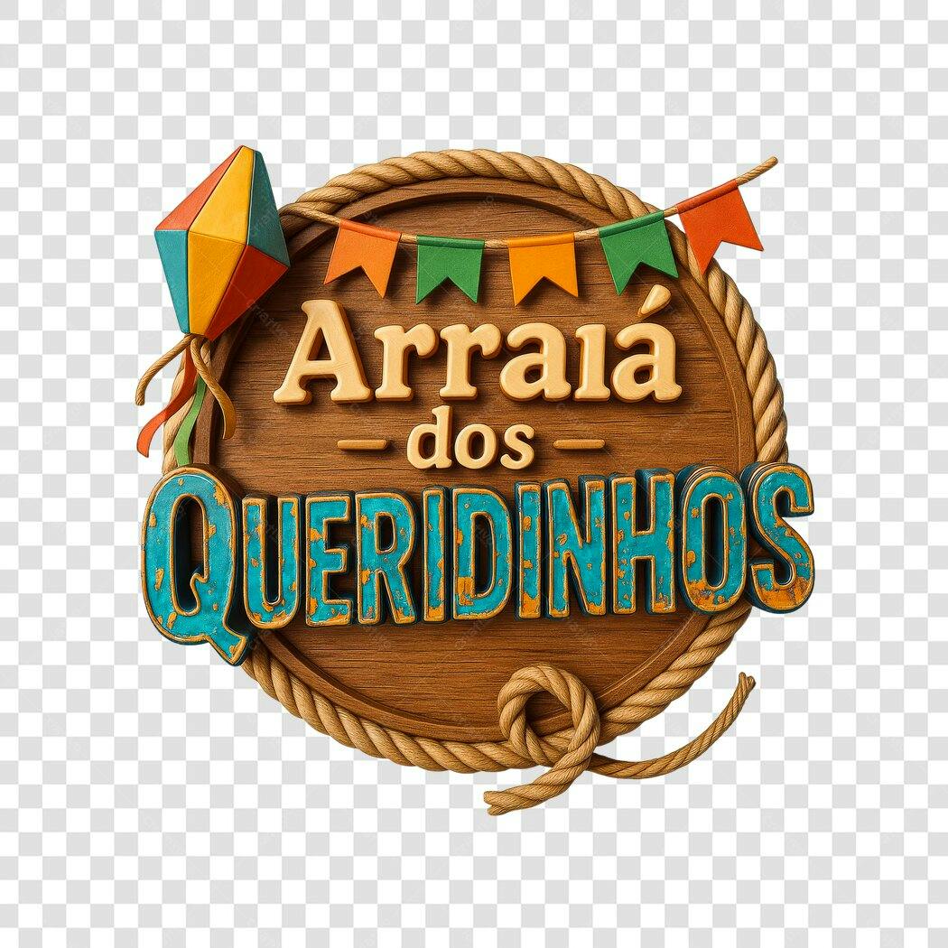 Banner Festa Junina Arraiá dos Queridinhos PNG com fundo transparente